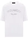 Dsquared2 Loose Fit White Cotton Jersey T-shirt With Vintage-effect Logo In White