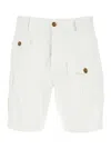 Dsquared2 White Bermuda With Asymmetric Cargo Pockets And Belt Loops