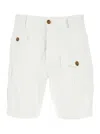 Dsquared2 White Bermuda With Asymmetric Cargo Pockets And Belt Loops In Gray