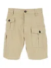 Dsquared2 Beige Bermuda With Asymmetric Cargo Pockets And Belt Loops In Cotton Man In Neutral