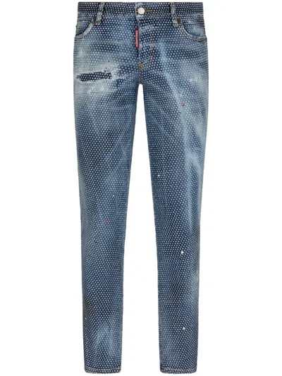 Dsquared2 Sailor Crystal-embellished Jeans In Blue