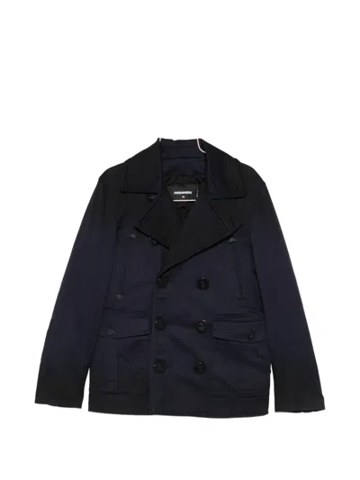 Dsquared2 Sailor Double-breasted Peacoat In Blue
