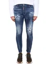 Dsquared2 Stylish Distressed Jeans With Contrast Stitching In Blue