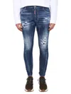 Dsquared2 Stylish Distressed Jeans With Contrast Stitching In Blue