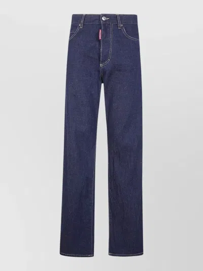 Dsquared2 San Diego Straight Jeans Back Pockets In Blue