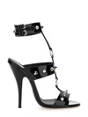 Dsquared2 High-gloss Black Sandals With Silver Stud Accents In Black
