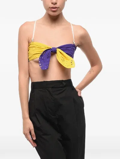 Dsquared2 Sangallo Color-block Bra Top In Yellow