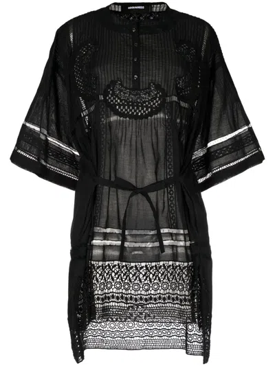 Dsquared2 Sangallo Cotton Tunic Dress In Black