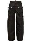 Dsquared2 Satin Cargo Trousers In Black
