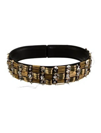 Pre-owned Dsquared2 Satin Crystal Embellishments Waist Belt In Black