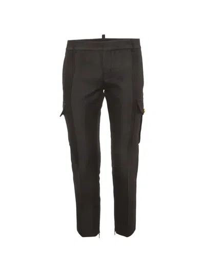 Pre-owned Dsquared2 Satin-trim Cargo Pants In 黑色