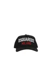 Dsquared2 Distressed Black Cotton Baseball Cap With Logo Embroidery In Black