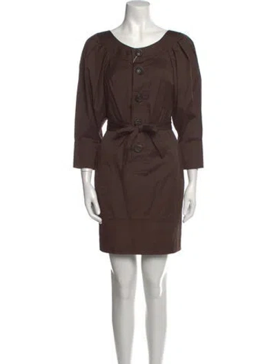 Pre-owned Dsquared2 Scoop Neck Mini Dress In Brown