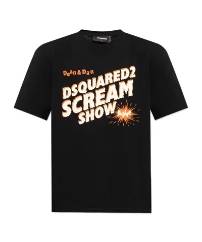 Dsquared2 Scream Show Cotton T-shirt In Black