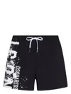 Dsquared2 Belt Design Logo Beach Shorts In Black
