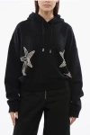 Dsquared2 See Through Inserted Star Hoodie With Rhinestones