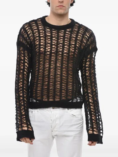 Dsquared2 See-through Mohair-blend Sweater In Black