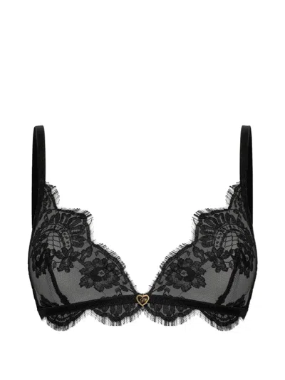 Dsquared2 Semi-sheer Lace Bra In Black