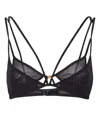 Dsquared2 Sheer Fabric Strappy Triangle Cups Bra In Black