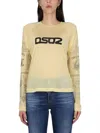 Dsquared2 Logo-printed Long-sleeved Crewneck Top In Yellow
