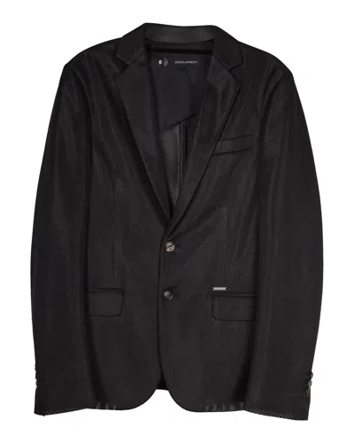 Dsquared2 Semi-sheer Mesh Tailored Blazer In Black Polyester