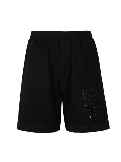 Dsquared2 Sequin Appliqué Track Shorts For Men In Black