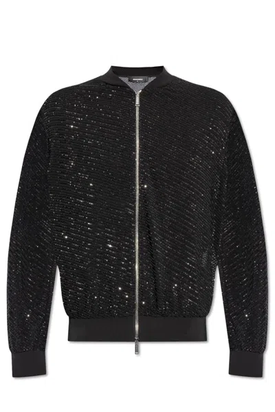 Dsquared2 Sequin Embellished Bomber Jacket In Black