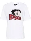 Dsquared2 Crew Neck Betty Boop T-shirt With Sequined Embroidery In White