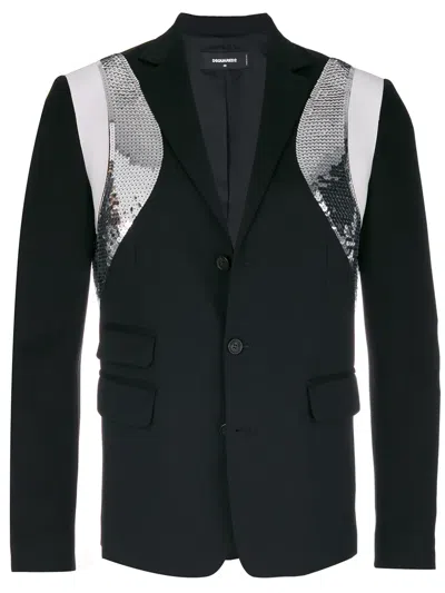 Dsquared2 Sequin Insert Evening Blazer In Black