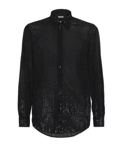 Dsquared2 Sequin Pinstripe Shirt In Black