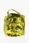 Dsquared2 Sequined Bucket Bag With Drawstring In Yellow