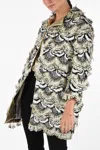 Dsquared2 Sequined Coat With Feathers In Multi