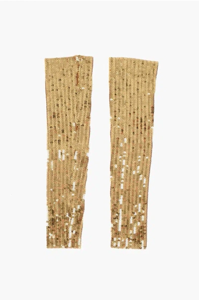 Dsquared2 Sequined Solid-color Arm Warmers In Brown