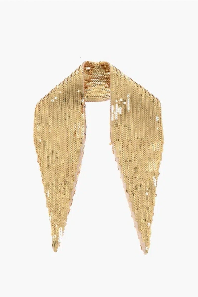 Dsquared2 Sequined Solid-color Scarf In Gold
