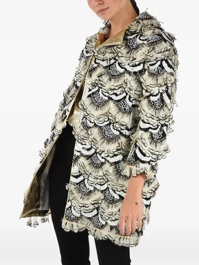 Dsquared2 Sequin-embellished Feather-trimmed Coat In Multi