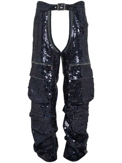 Dsquared2 Sequinned Cargo Trousers In 蓝色
