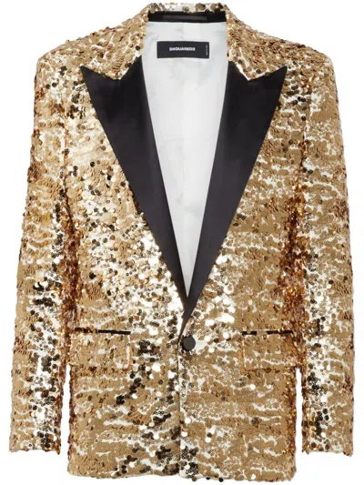 Dsquared2 Sequinned Dinner Jacket In Gold