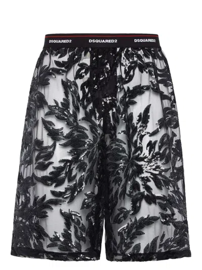 Dsquared2 Sequinned Shorts In Black