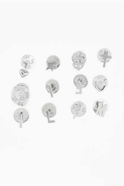Dsquared2 Set Of 12 Silver-tone Metal Pins In Metallic