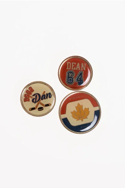 Dsquared2 Set Of 3 Logoed Metal Pins