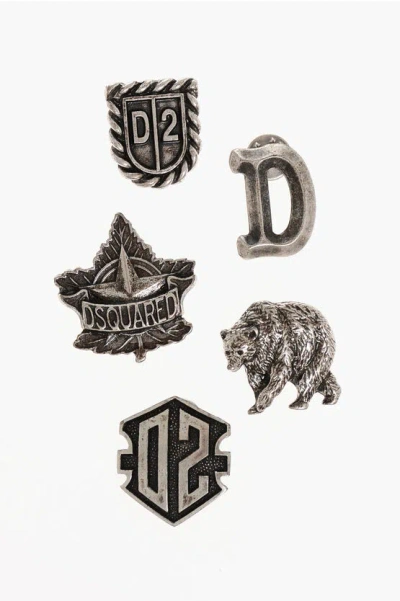 Dsquared2 Set Of 6 Silver-tone Metal Brooches
