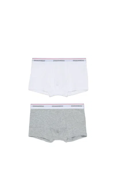 Dsquared2 Kids' Set Of Boxer Shorts With Waist Logo In Gray