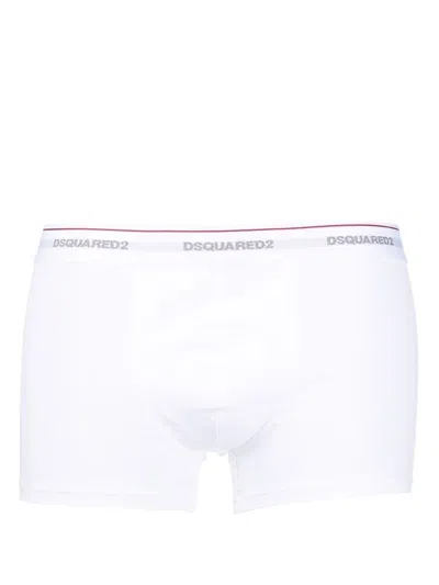 Dsquared2 Set Of Stretch Cotton Boxer Briefs In White