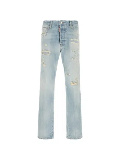 Dsquared2 Denim High Waist Seventies Style Jeans In Blue