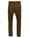 Dsquared2 Olive Cotton Blend Cargo Trousers In Green