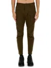 Dsquared2 Olive Cotton Blend Cargo Trousers In Brown