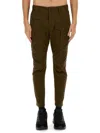 Dsquared2 Olive Cotton Blend Cargo Trousers In Brown