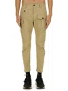 Dsquared2 Cargo Trousers With Button-up Closure And Bronze-tone Logo In Neutral