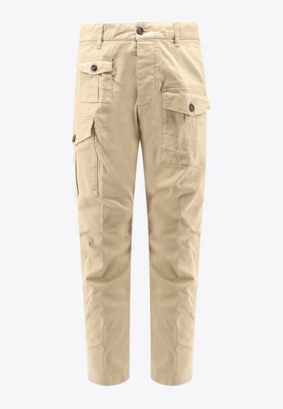 Dsquared2 Sexy Cargo Cotton Trousers In Neutral