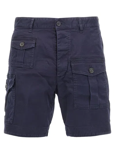 Dsquared2 Sexy Stretch Cotton Cargo Shorts In Navy